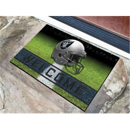 Logolovers 18 x 30 in. Oakland Raiders Door Mat Welcome Crumb Rubber LO889525